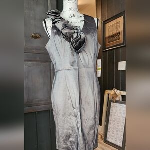 NWT S.L. Fasjion Taffeta Elegant Gray Sheath Dress